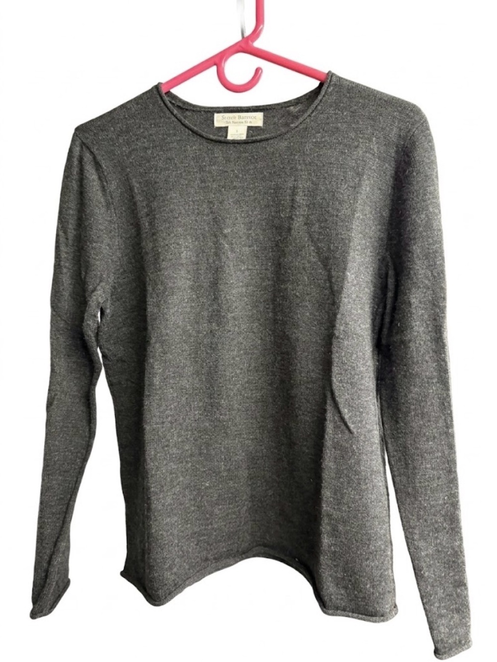 Susan Bristol Merino Wool Heather Gray Long Sleeve Crewneck Sweater- Size L